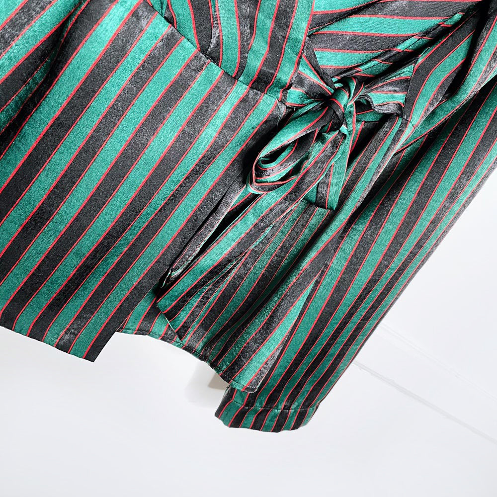 zara candy cane stripe satin wrap blouse