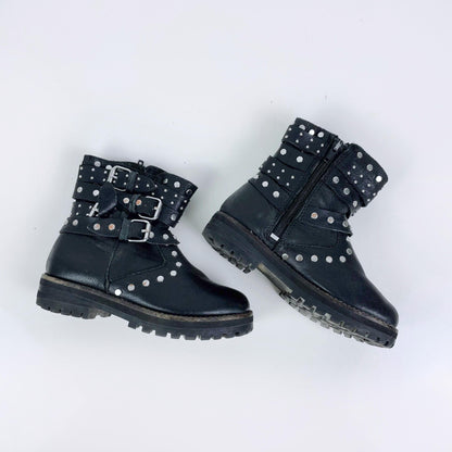 zara kids black studded moto boots - size 29