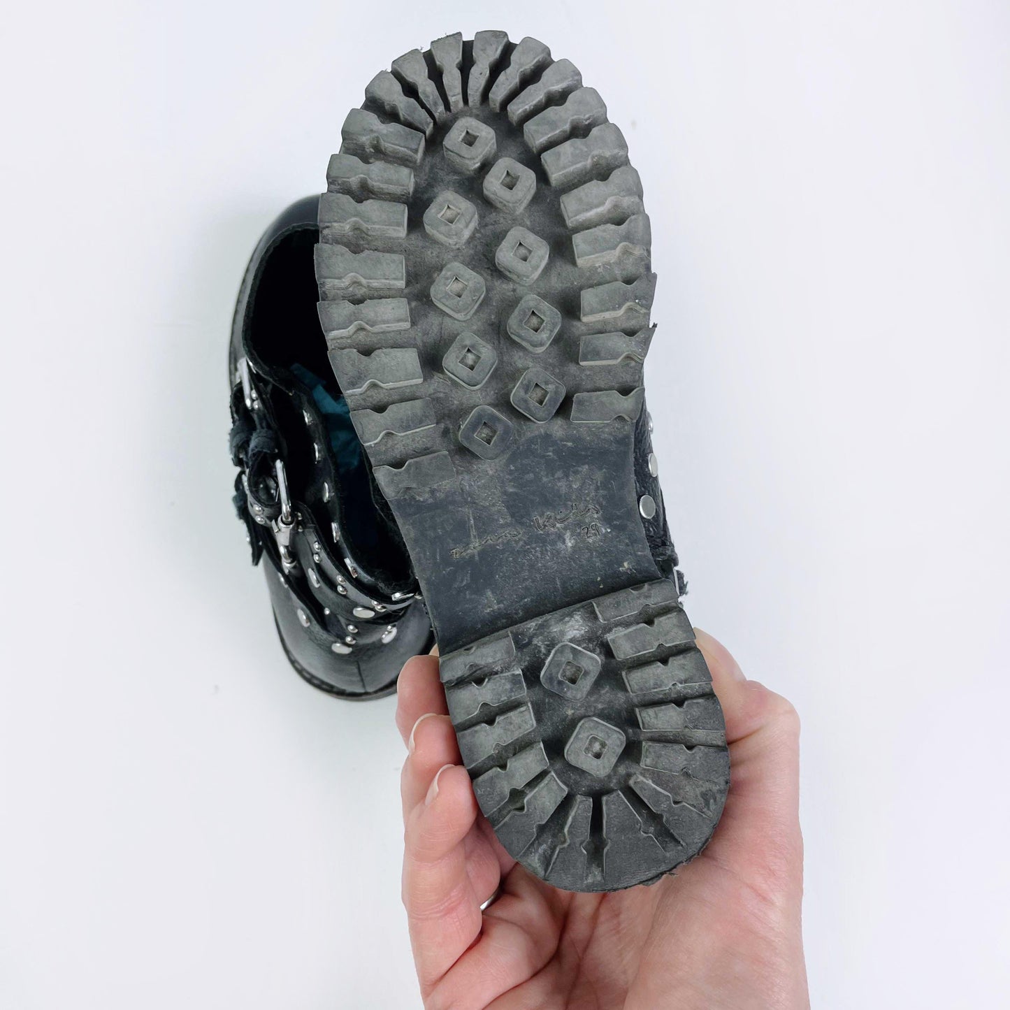 zara kids black studded moto boots - size 29