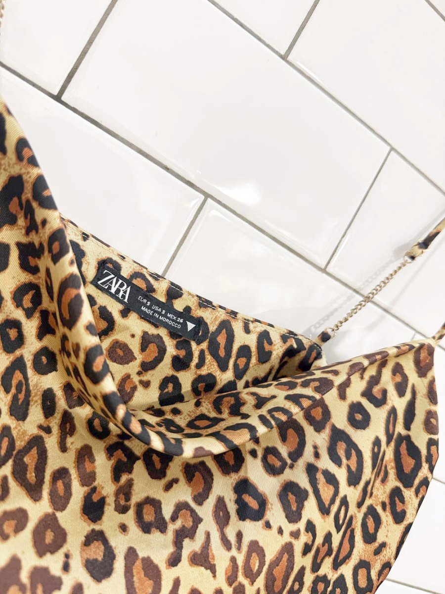 zara animal print chain strap cowl neck satin cami - good market thrift store