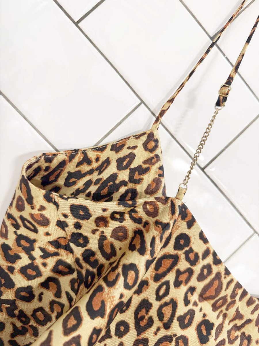 zara animal print chain strap cowl neck satin cami - good market thrift store