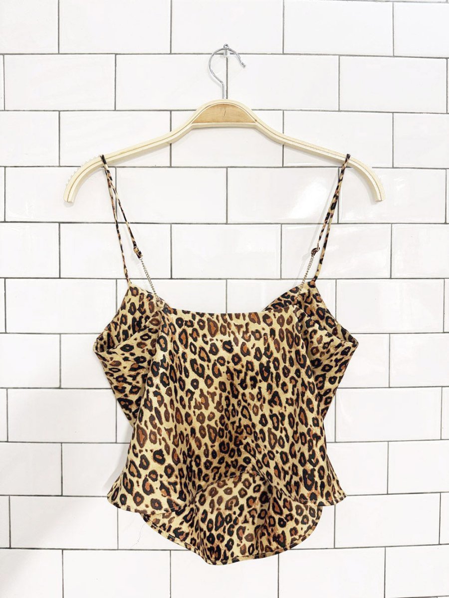 zara animal print chain strap cowl neck satin cami - good market thrift store