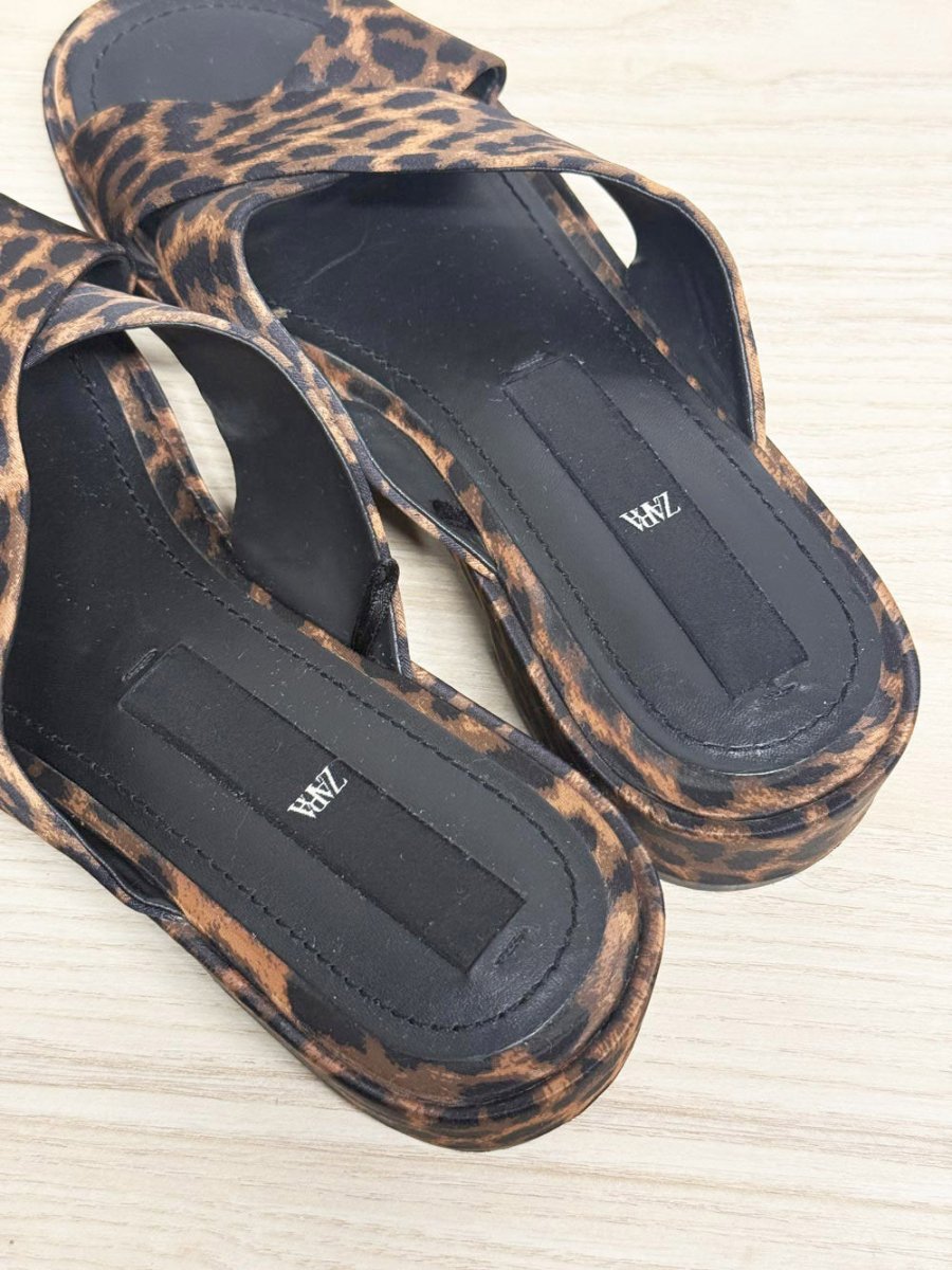 zara animal print criss - cross sandals - good market thrift store