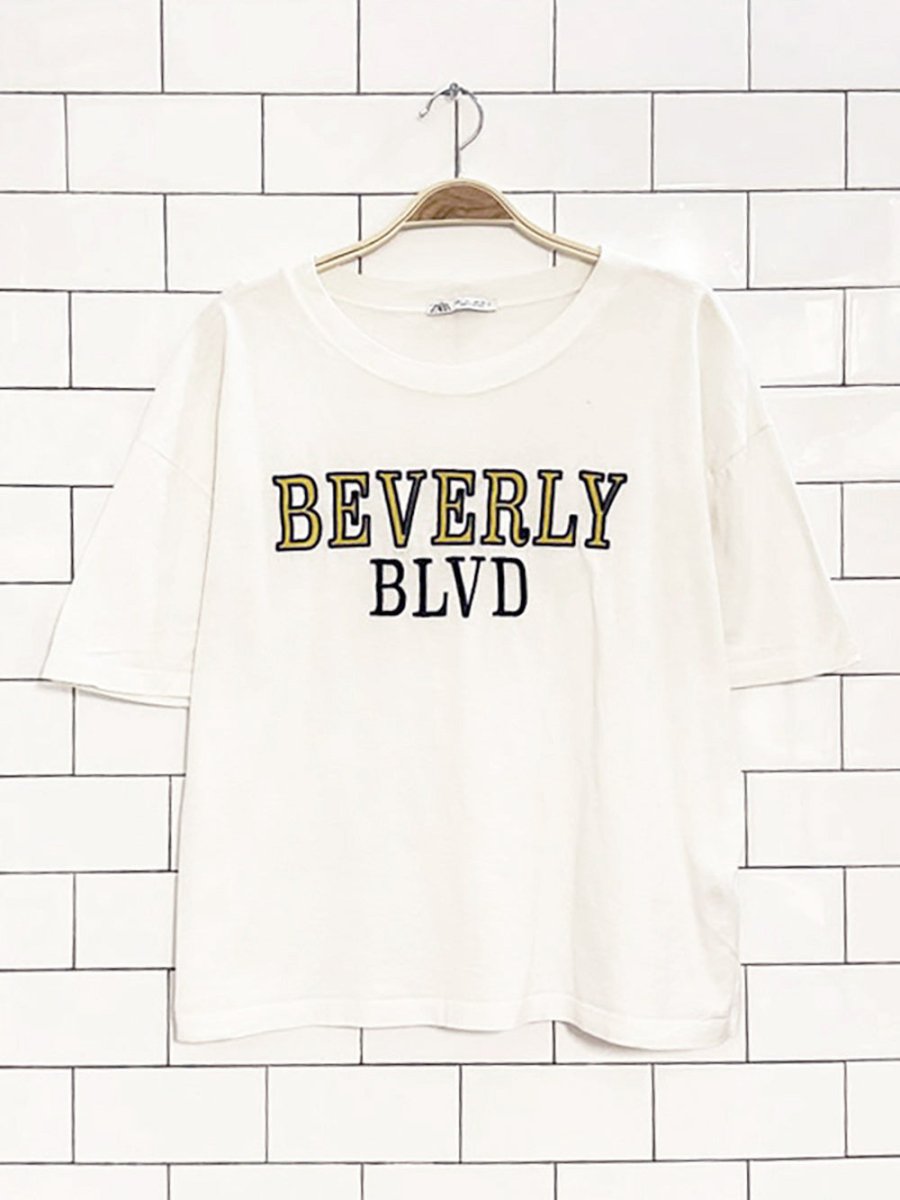 zara beverly blvd embroidered tee - good market thrift store