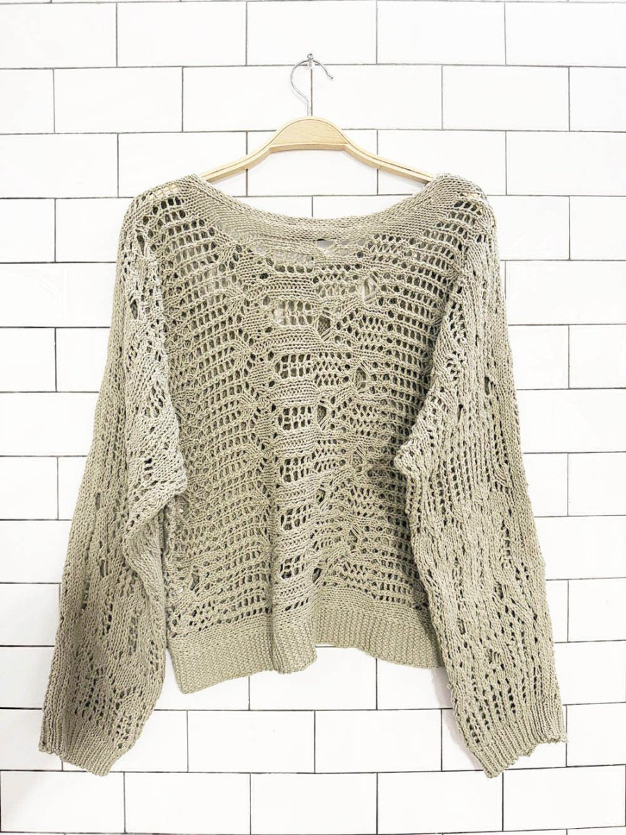 zara boho crochet loose knit sweater - good market thrift store