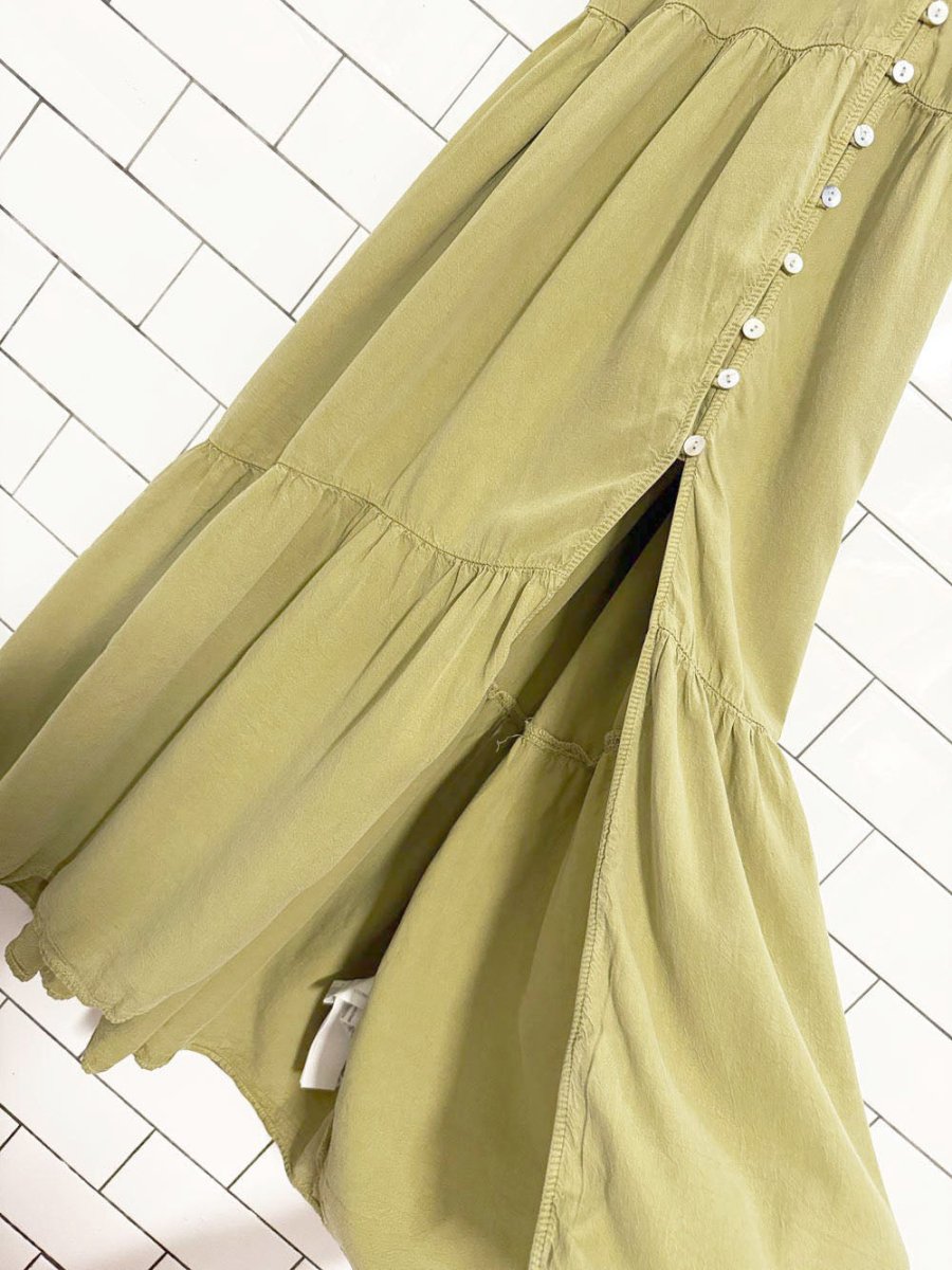 zara boho crochet trim full button tiered maxi dress - good market thrift store