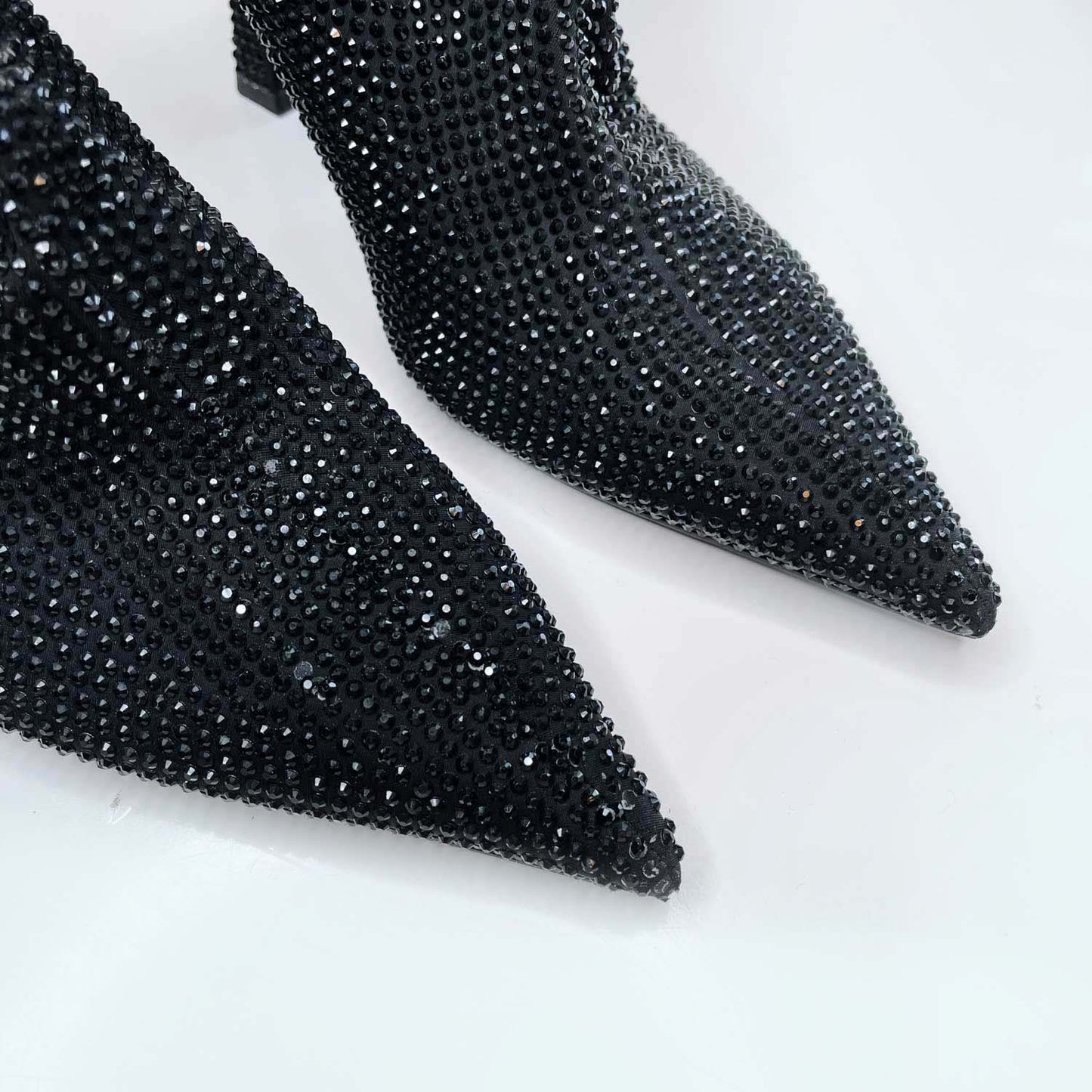 zara black rhinstone heeled ankle boot - size 38