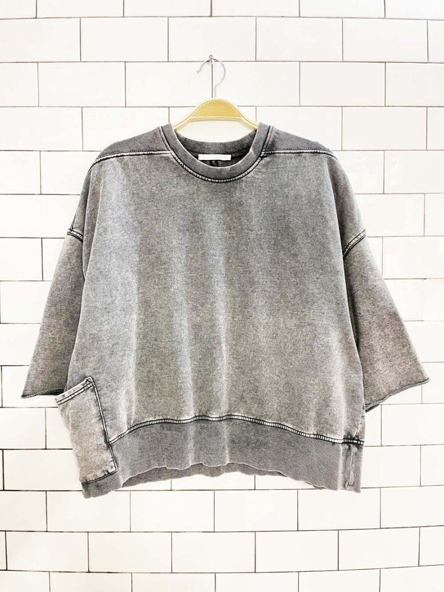 zara boxy cropped faded wash side pocket sweatshirt tee - good market thrift store