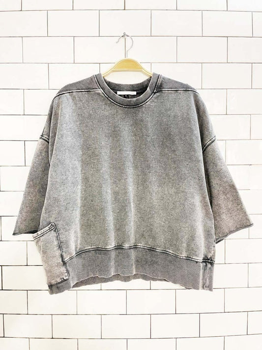 zara boxy cropped faded wash side pocket sweatshirt tee - good market thrift store