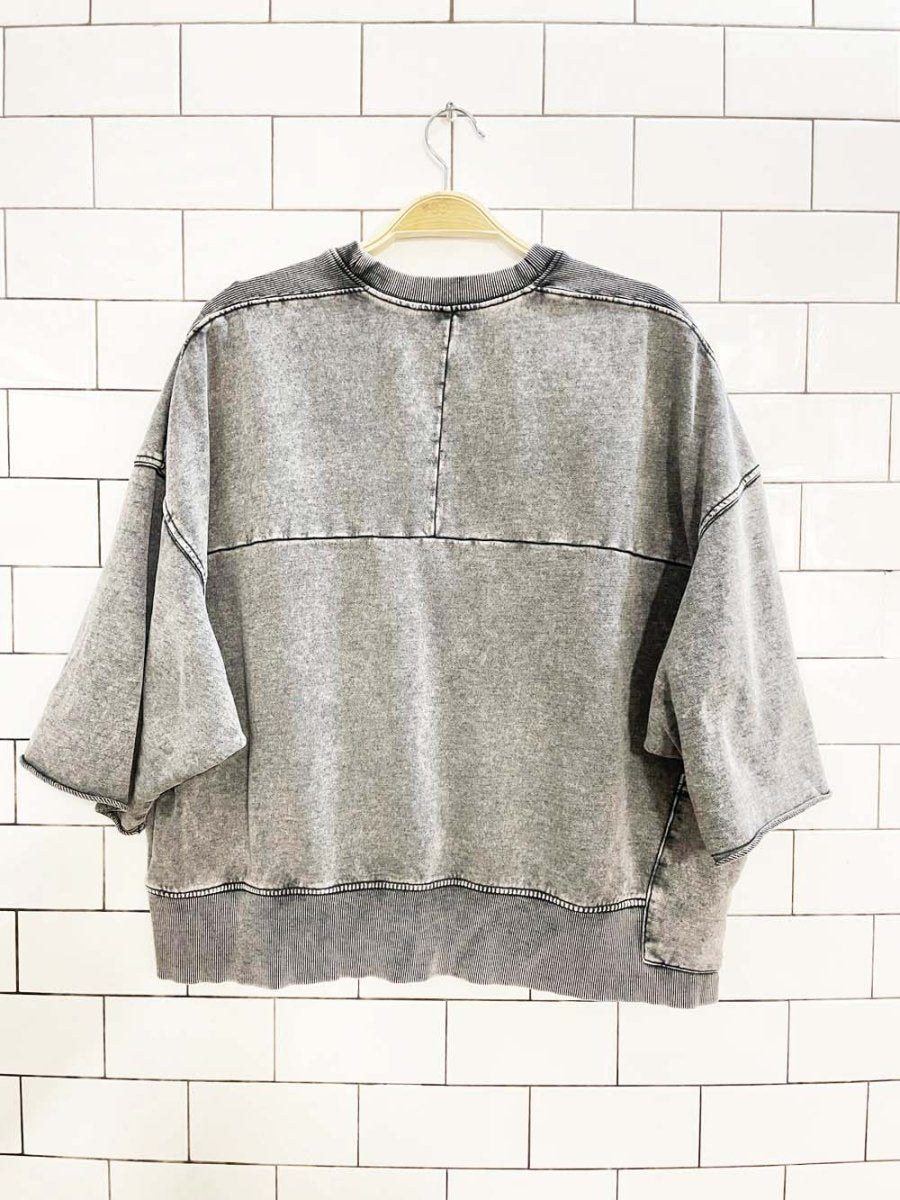 zara boxy cropped faded wash side pocket sweatshirt tee - good market thrift store