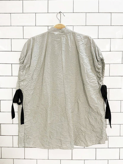 zara boxy striped ruched bow detail sleeveless blouse - good market thrift store