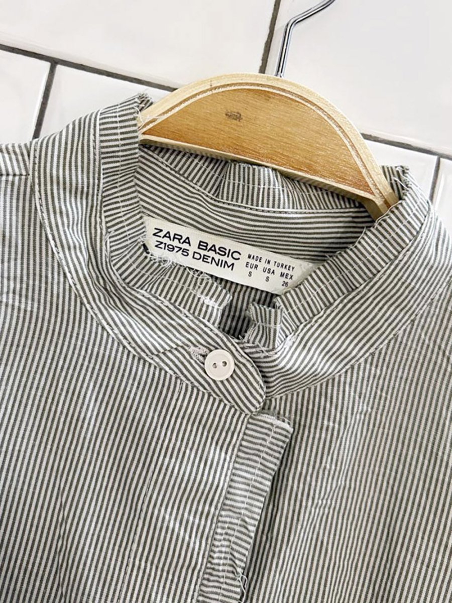 zara boxy striped ruched bow detail sleeveless blouse - good market thrift store