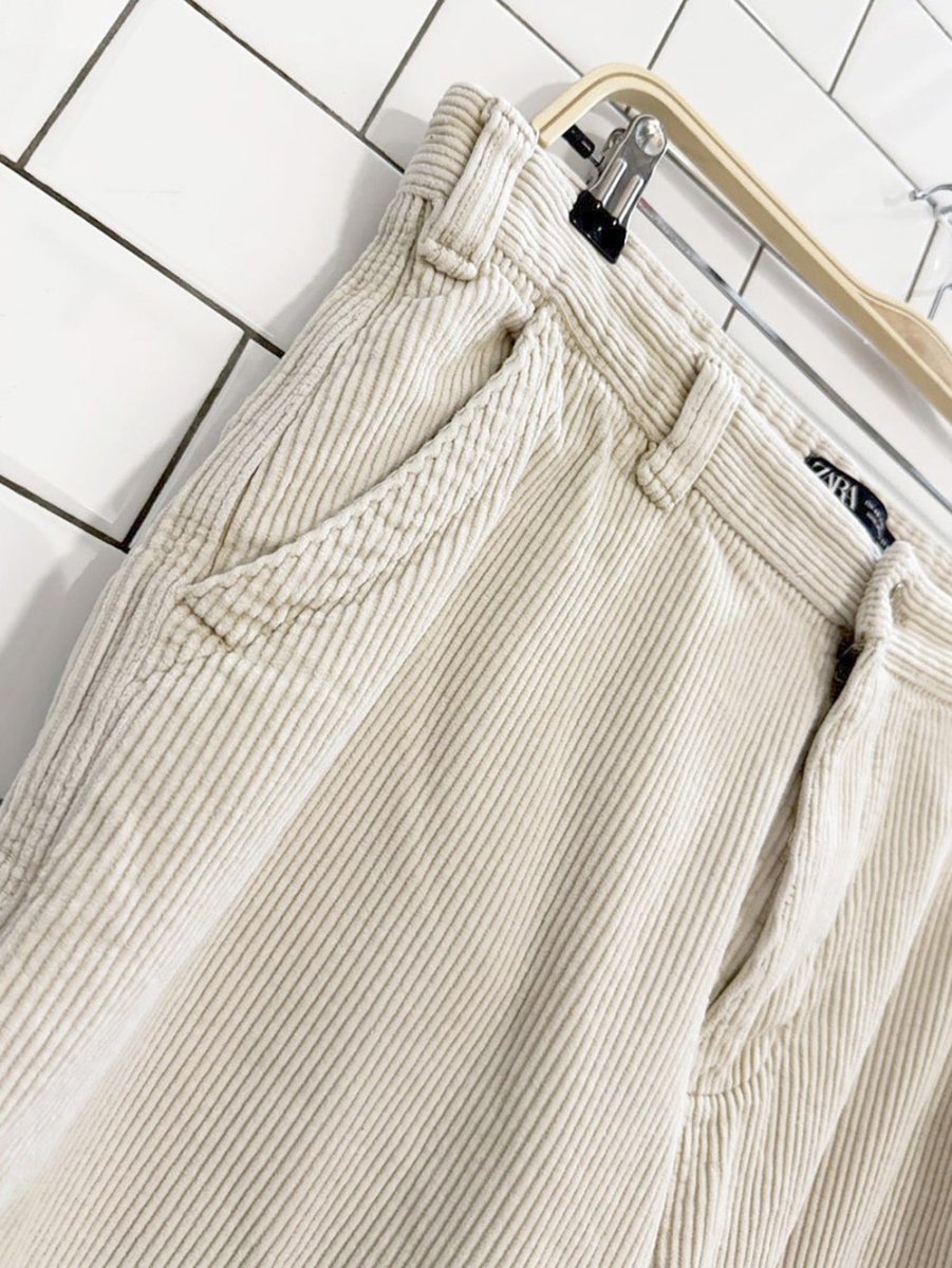 zara chunky cord double knee straight leg pants - good market thrift store