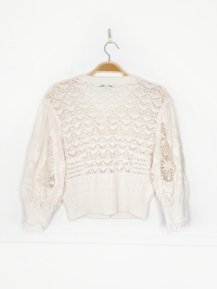 zara crochet knit eyelet cropped summer cardigan - good market thrift store