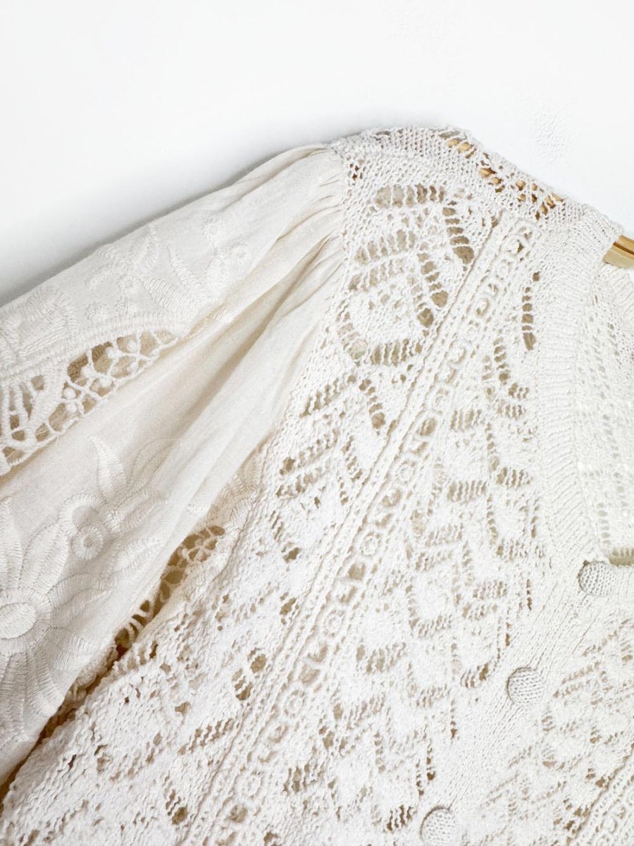 zara crochet knit eyelet cropped summer cardigan - good market thrift store