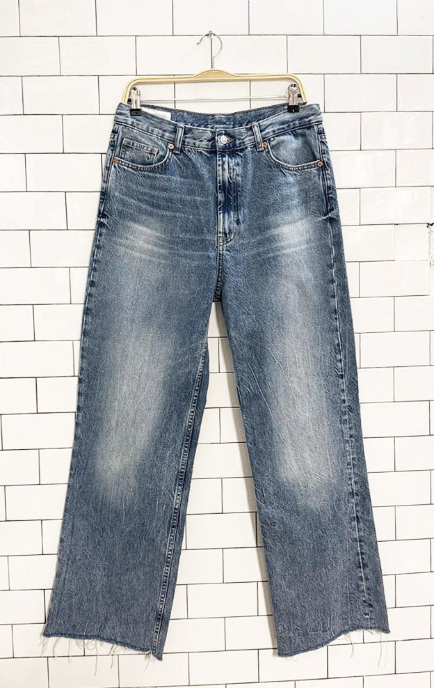 zara cut off high rise straight leg jeans - good market thrift store