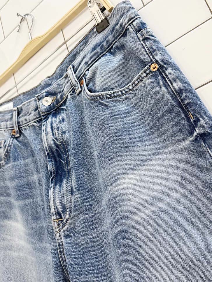 zara cut off high rise straight leg jeans - good market thrift store