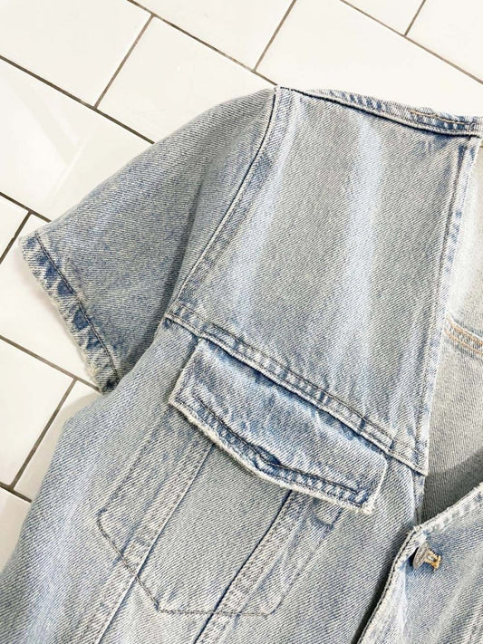 zara denim 1/2 button short romper - good market thrift store