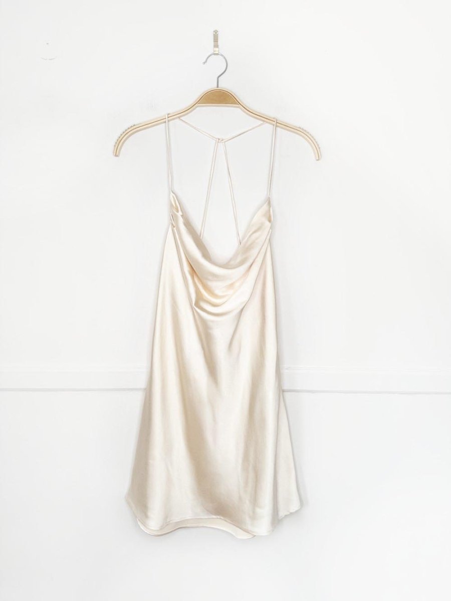 zara drape cowl neck slip mini dress - good market thrift store