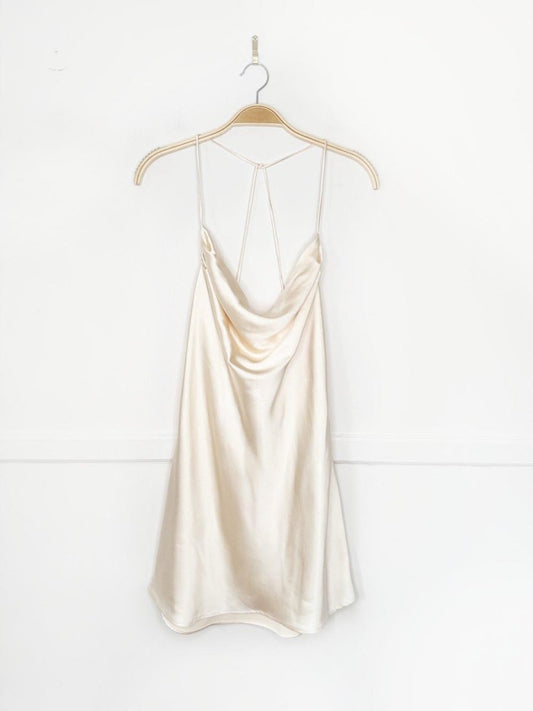 zara drape cowl neck slip mini dress - good market thrift store