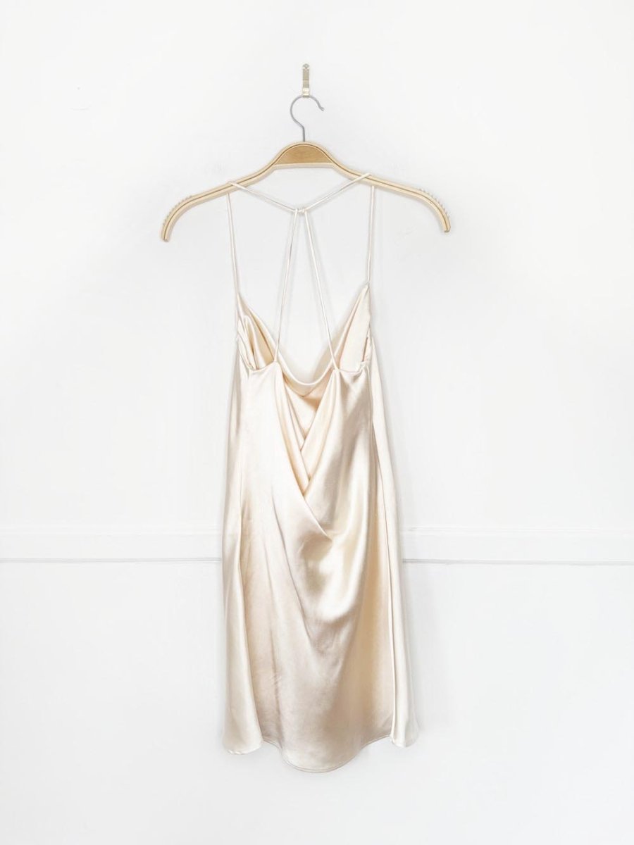 zara drape cowl neck slip mini dress - good market thrift store