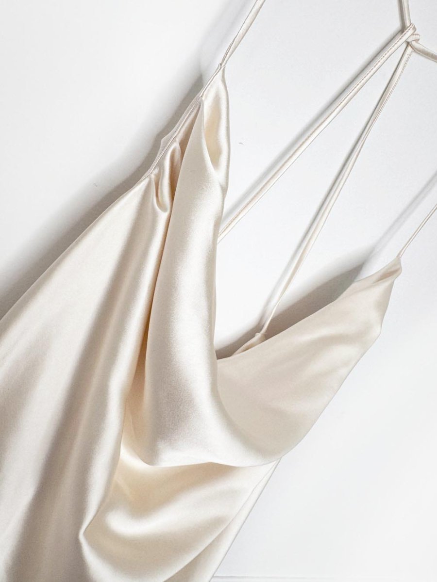 zara drape cowl neck slip mini dress - good market thrift store