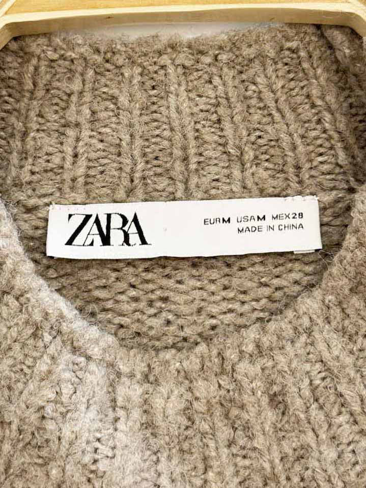 zara embroidered - beaded balloon sleeve knit sweater - good market thrift store