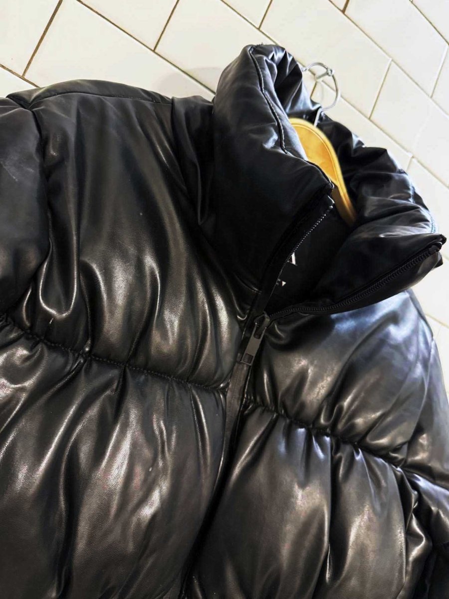 zara faux leather boxy cropped puffer jacket - good market thrift store