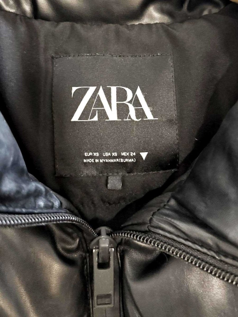 zara faux leather boxy cropped puffer jacket - good market thrift store