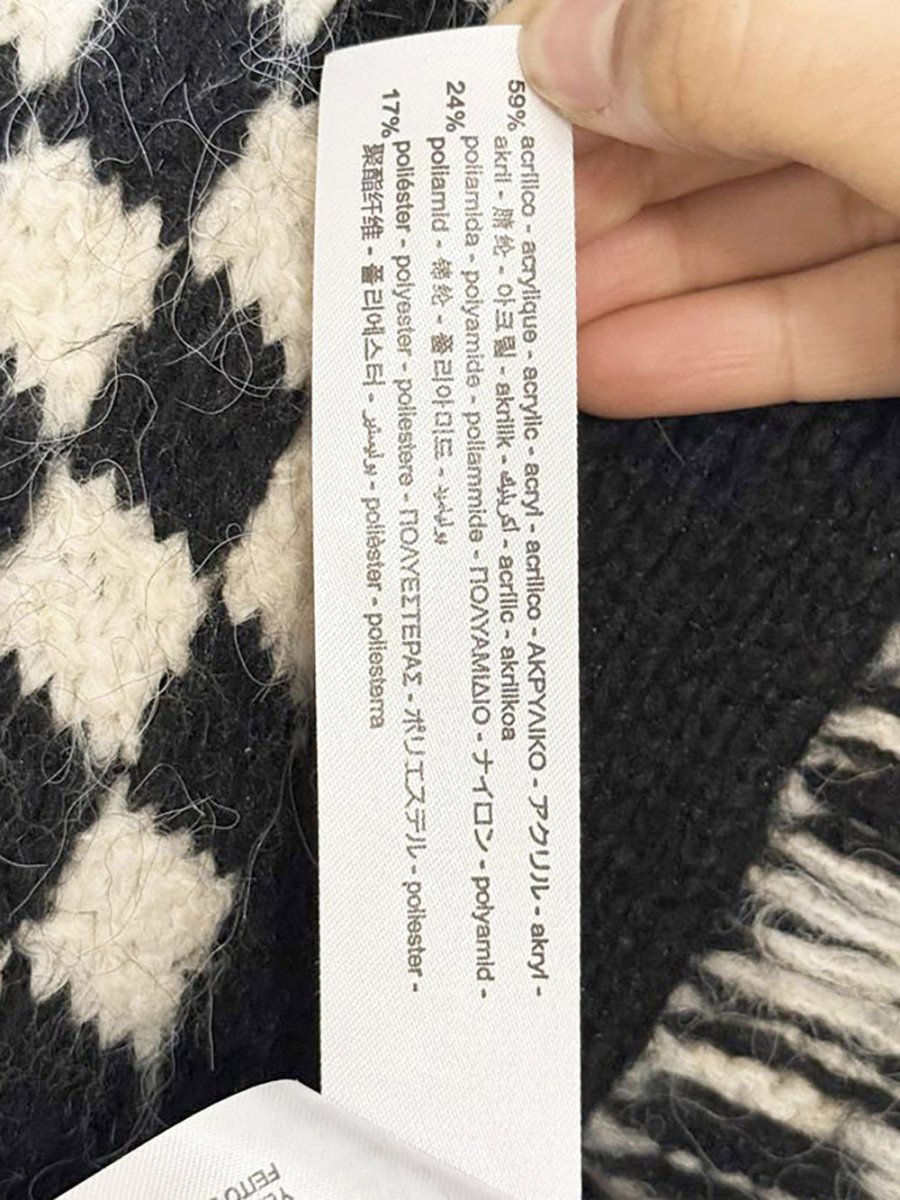 zara fuzzy check open knit cardigan - good market thrift store