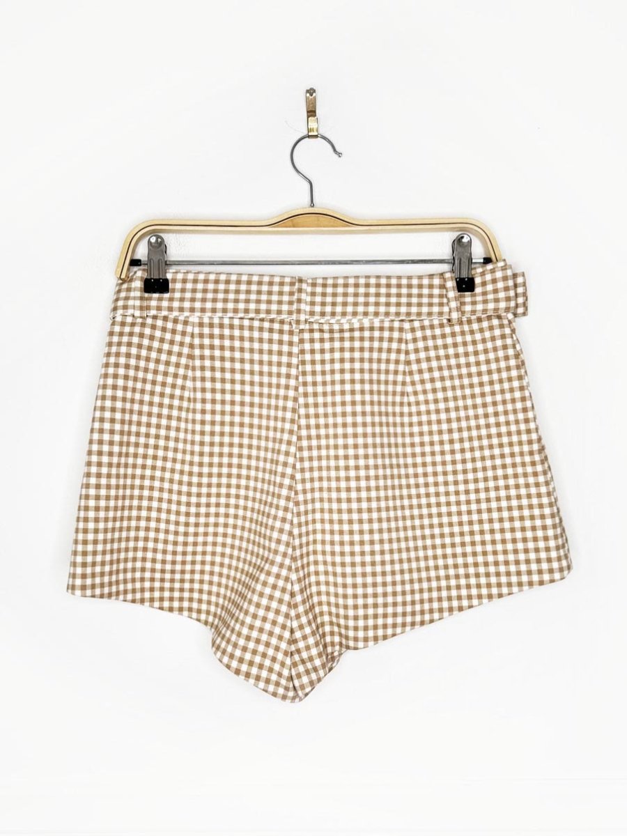 zara gingham high rise belted mini short - good market thrift store
