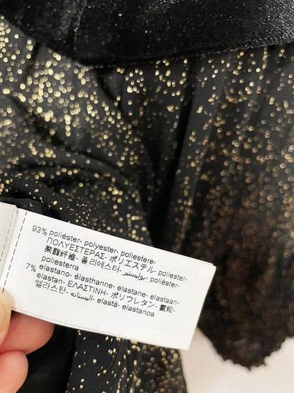 zara gold shimmer chiffon + velvet vest long sleeve dress - good market thrift store