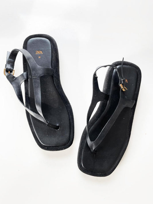 zara leather flatform thong sandal - good market thrift store