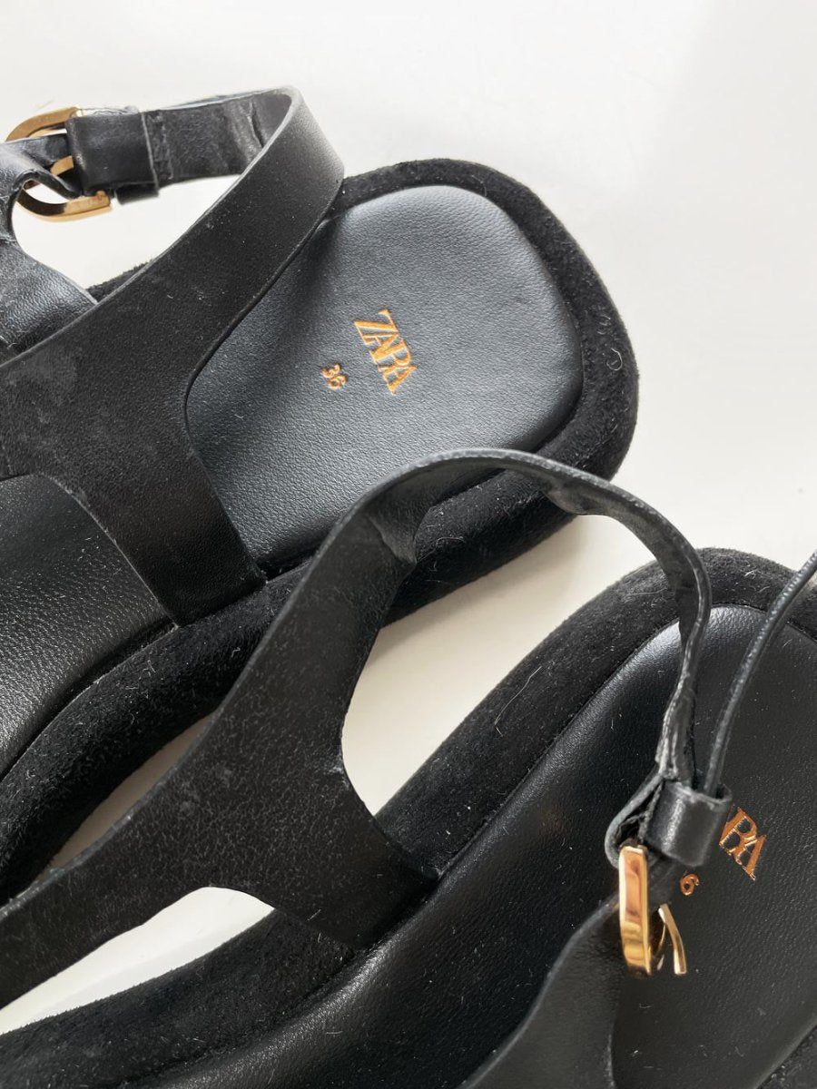 zara leather flatform thong sandal - good market thrift store