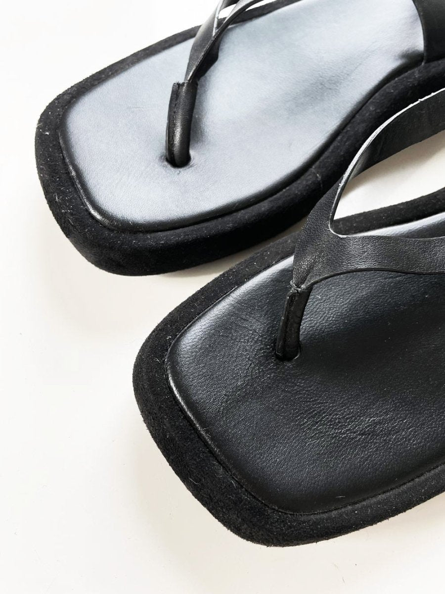 zara leather flatform thong sandal - good market thrift store