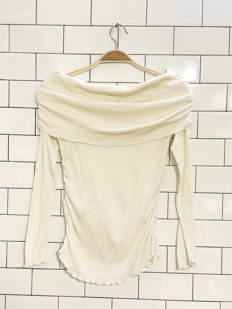 zara light knit off shoulder curly edge top - good market thrift store