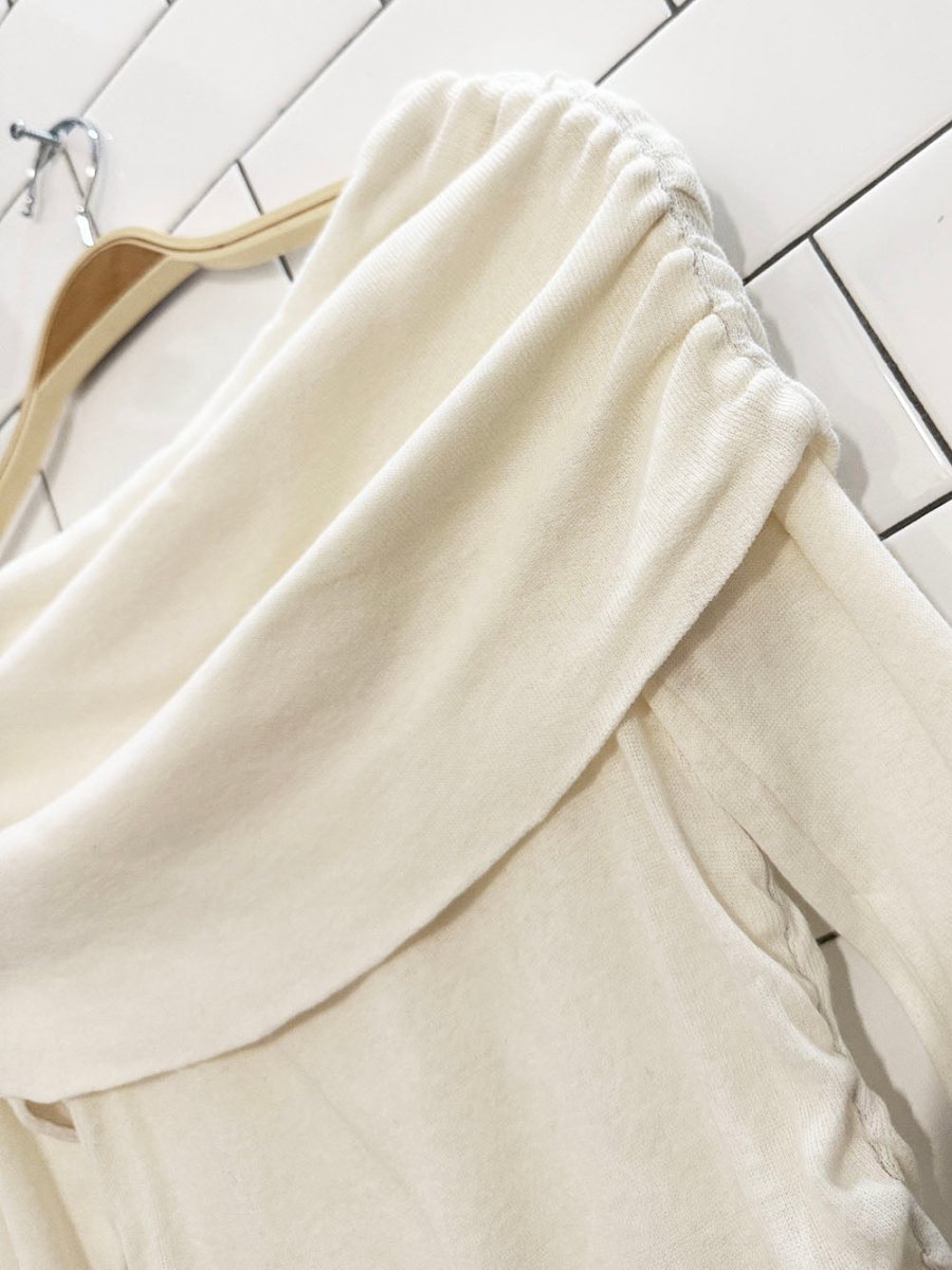 zara light knit off shoulder curly edge top - good market thrift store