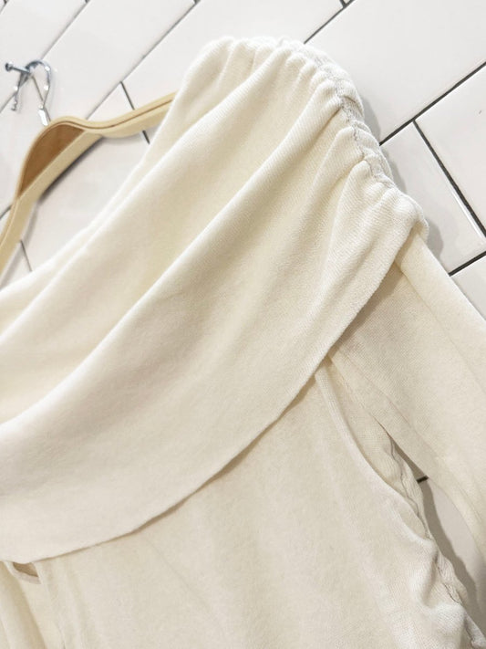 zara light knit off shoulder curly edge top - good market thrift store