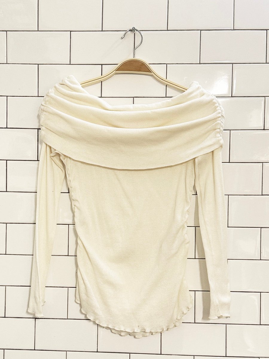 zara light knit off shoulder curly edge top - good market thrift store
