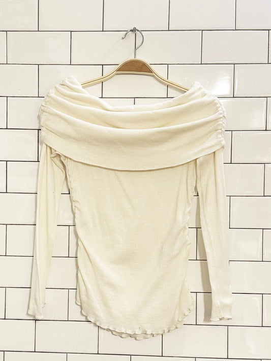 zara light knit off shoulder curly edge top - good market thrift store