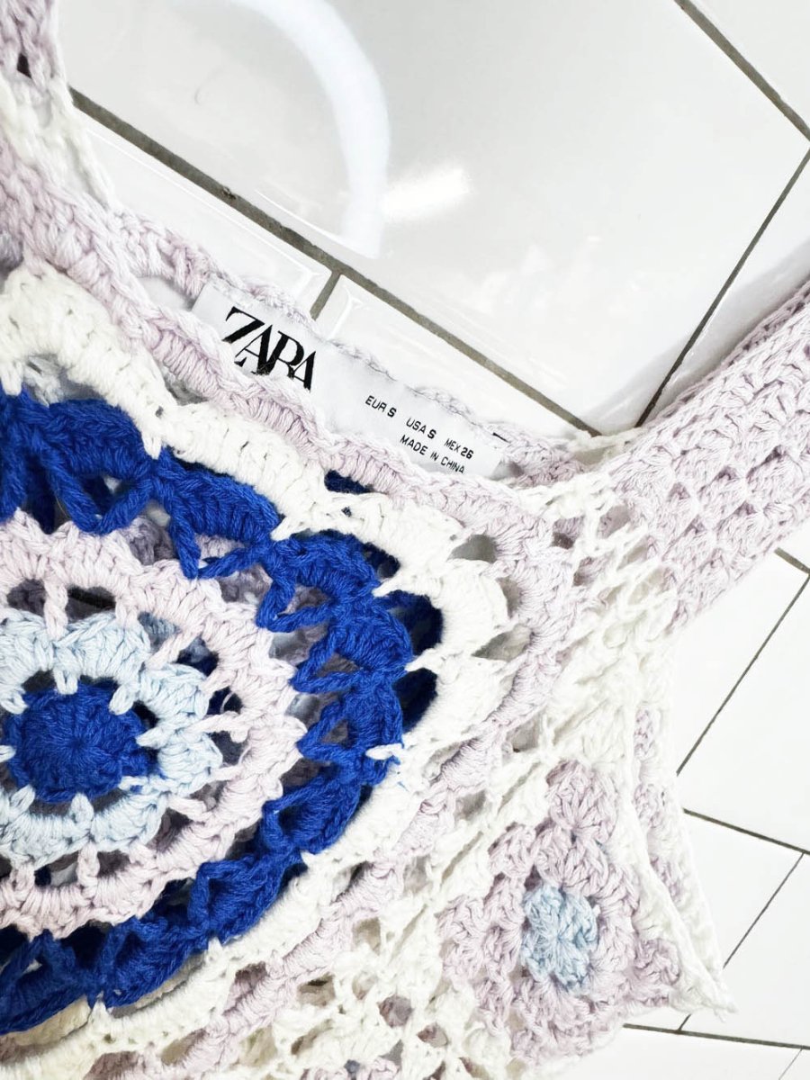 zara limited edition crochet knit mini dress - good market thrift store