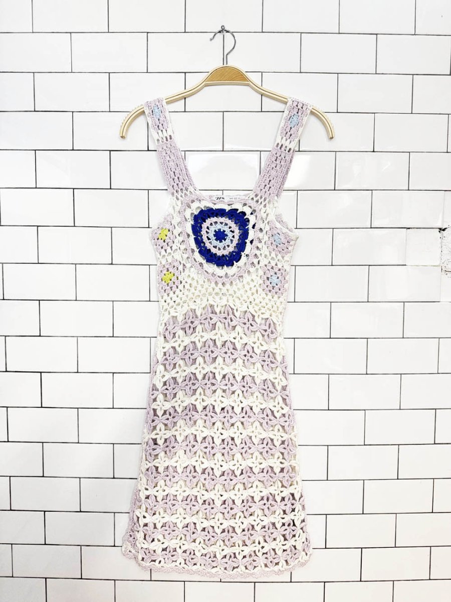 zara limited edition crochet knit mini dress - good market thrift store