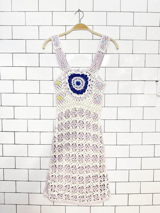 zara limited edition crochet knit mini dress - good market thrift store