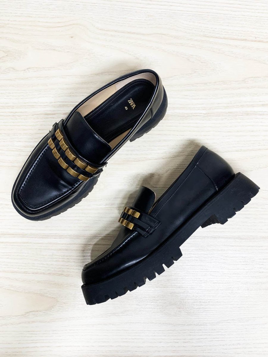 zara lug sole buckle patent chunky loafers - good market thrift store