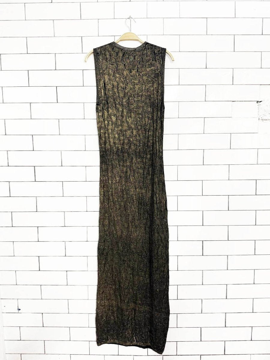 zara metallic high neck sleeveless knit maxi dress - good market thrift store