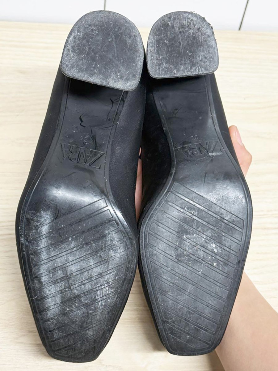 zara mirror block heel square toe sock boots - good market thrift store