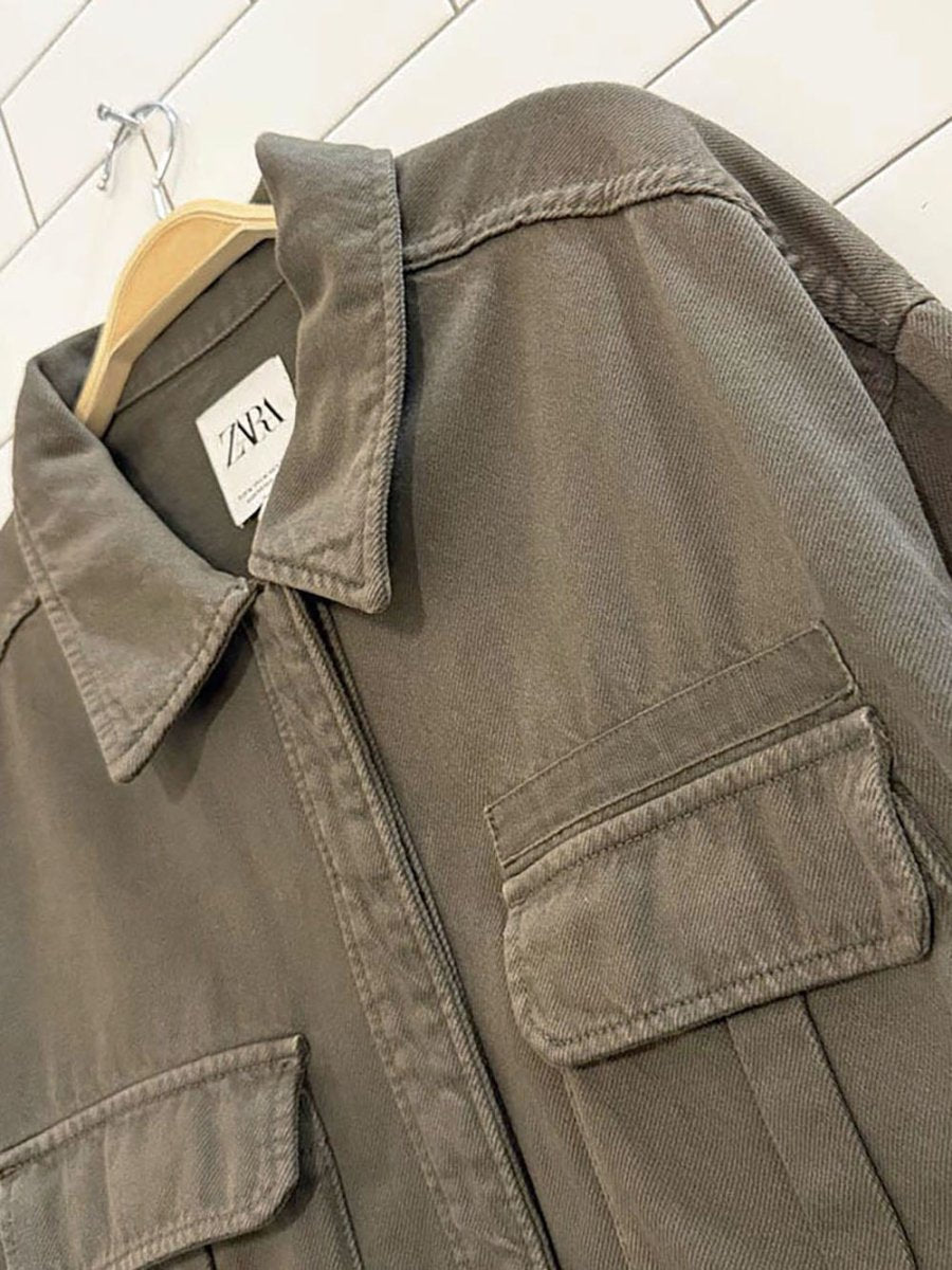zara oversized twill shirt chore jacket - good market thrift store