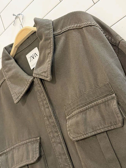 zara oversized twill shirt chore jacket - good market thrift store