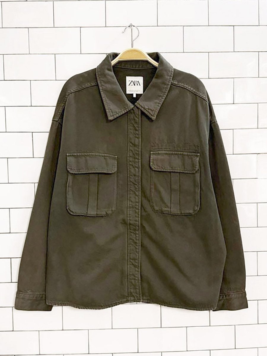 zara oversized twill shirt chore jacket - good market thrift store