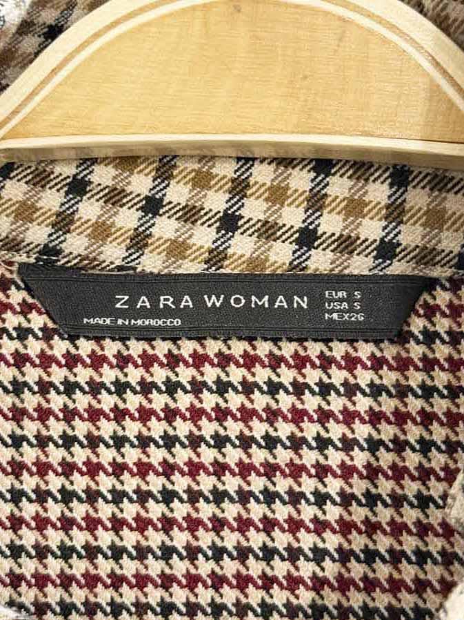 zara patchwork plaid houndstooth high neck top - good market thrift store